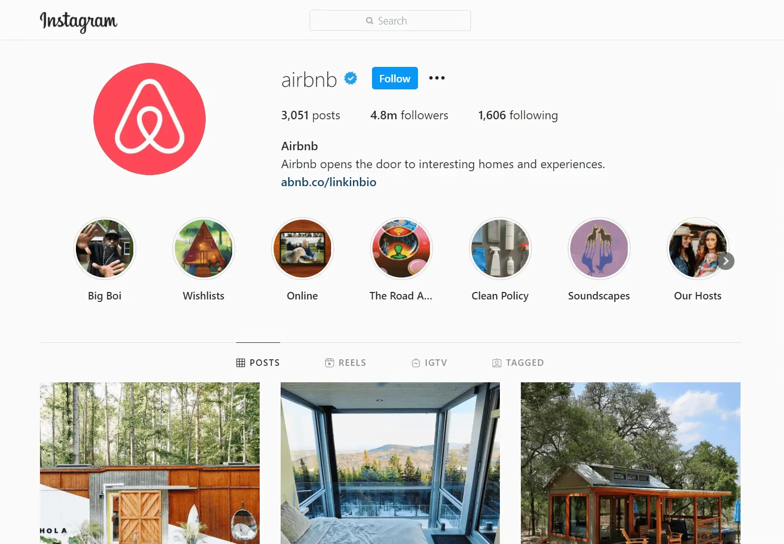 Airbnb Instagram Profile