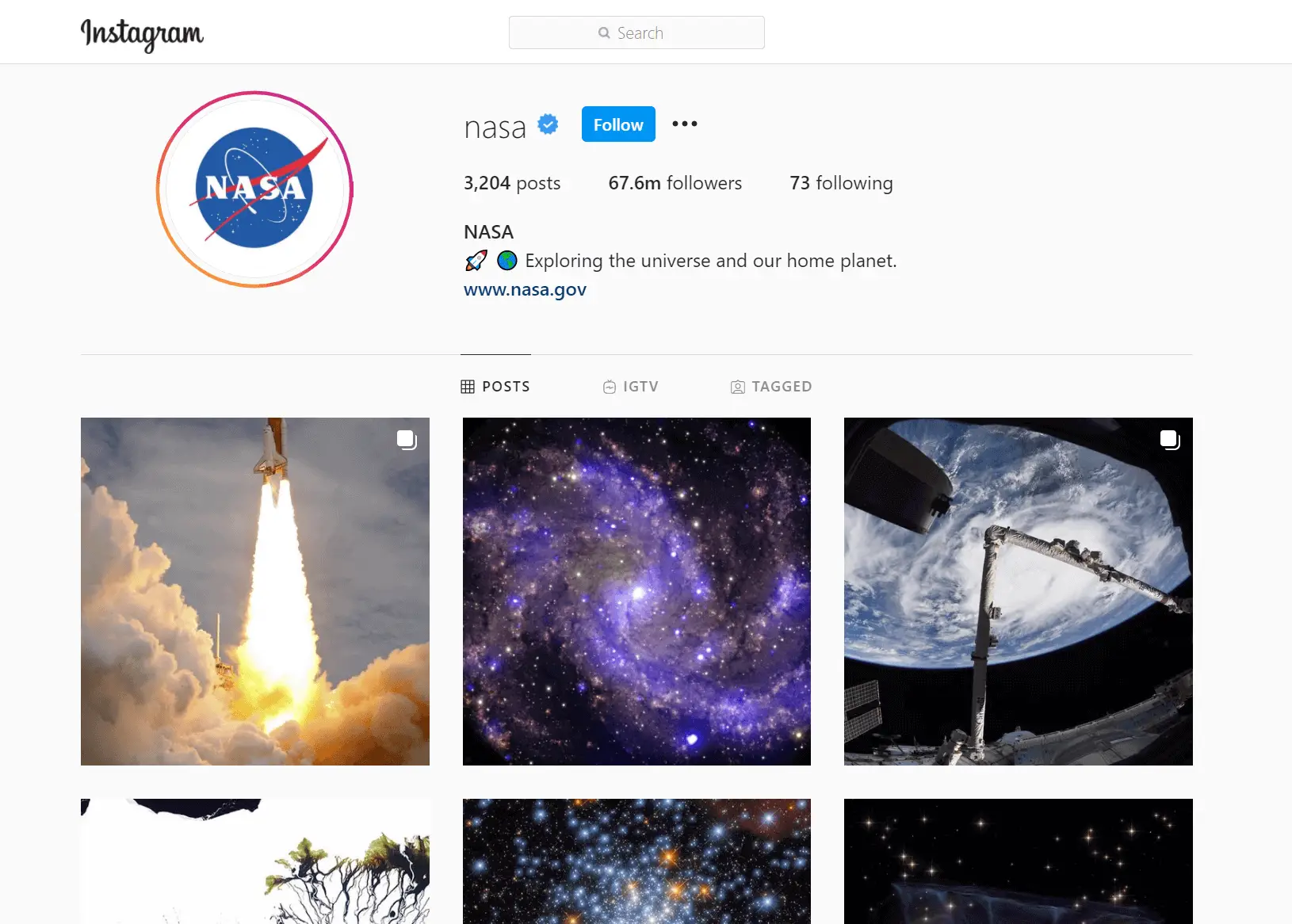 NASA Instagram Profile
