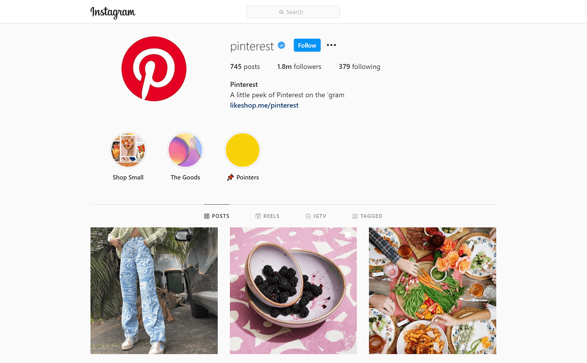 Pinterest Instagram Profile