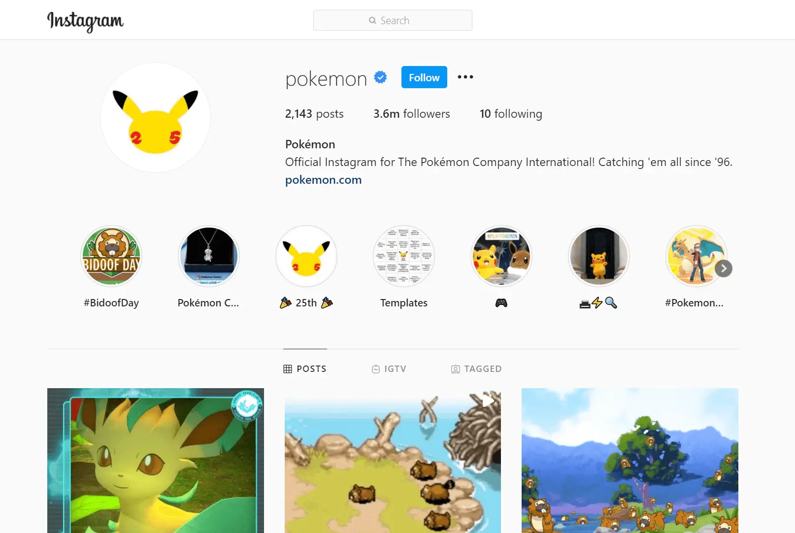 Pokemon Instagram Profile