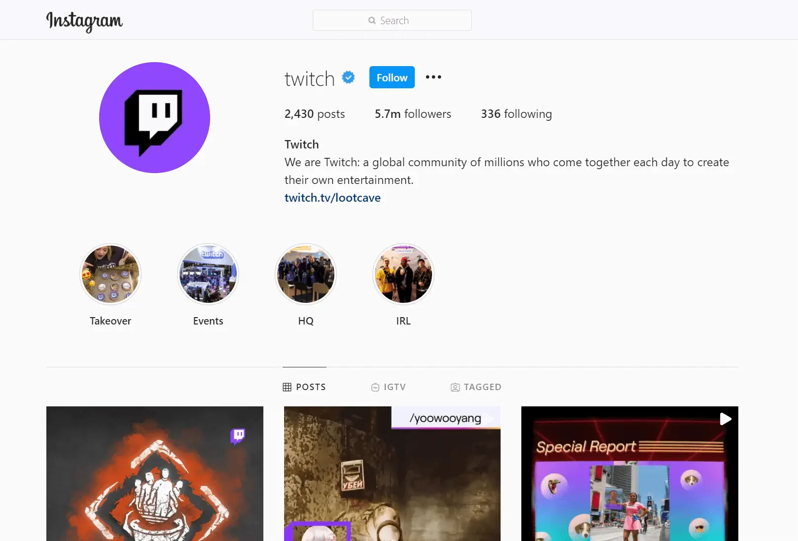 Twitch Instagram Profile