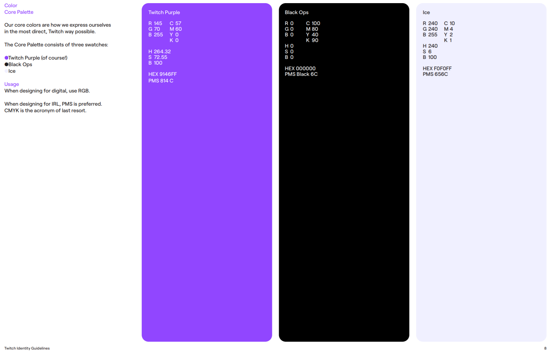 Twitch Color Palette HEX RGB HSL Twitch Color Palette HEX RGB HSL