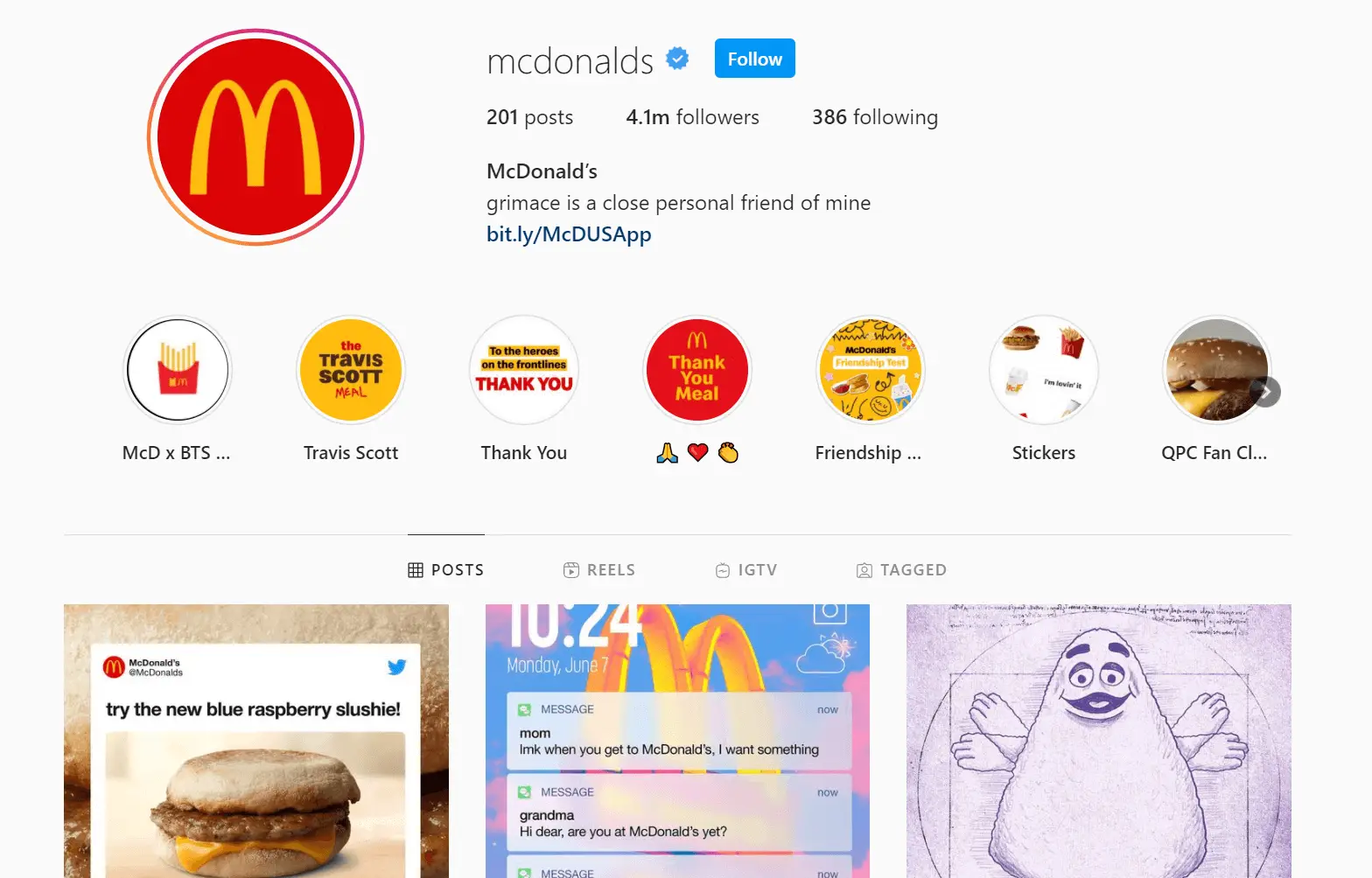mcdonalds instagram page